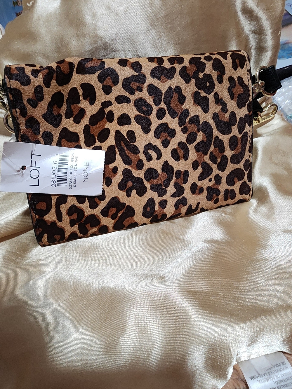 LOFT Leopard Print Crossbody Bag - Black Strap - Picture 3 of 3